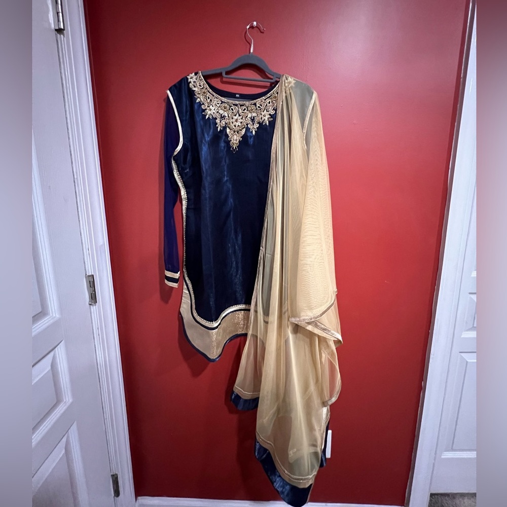 Short patiala suit with mesh dupata and patiala pants